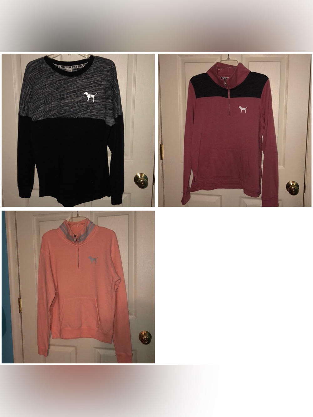 Set of 3 Victoria's Secret PINK long sleeve shirts.